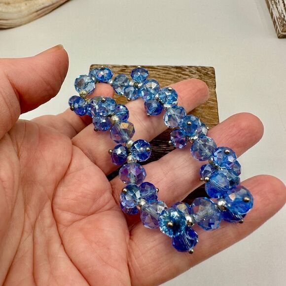 Sky Blue Faceted Crystal Stretch Bracelet - Picture 2 of 3